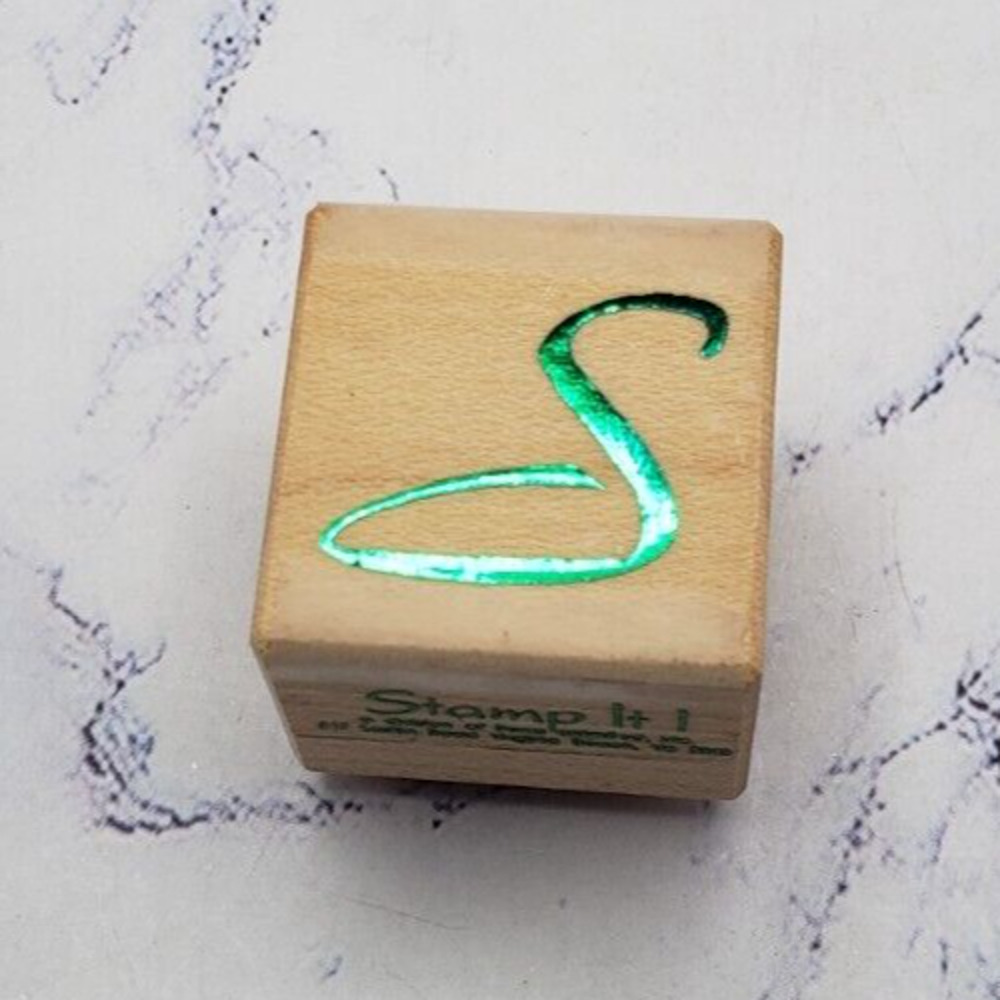 Stylish S Initials Stamp It Small Wood Mounted Rubber Stamp A1325